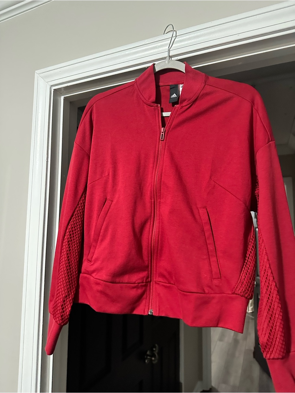 women's Adidas ID bomber jacket deep red